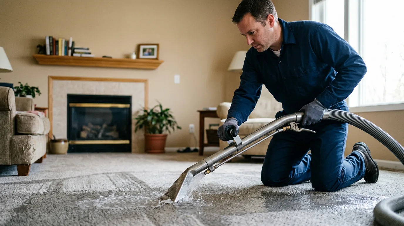 Water damage restoration technician working near Schellsburg, PA